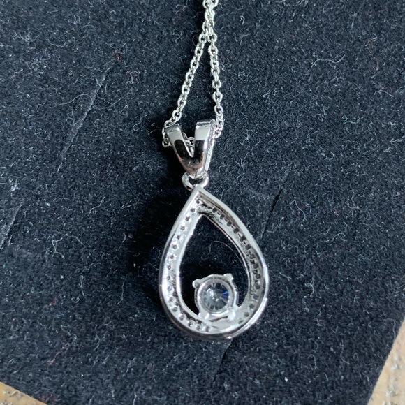 3/$30 Cate & Chloe 18k White Gold Halo Pendant Necklace CZ Crystal Teardrop - Picture 10 of 15
